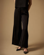 Pantalón Wide Leg con Cordón Ajustable - Negro