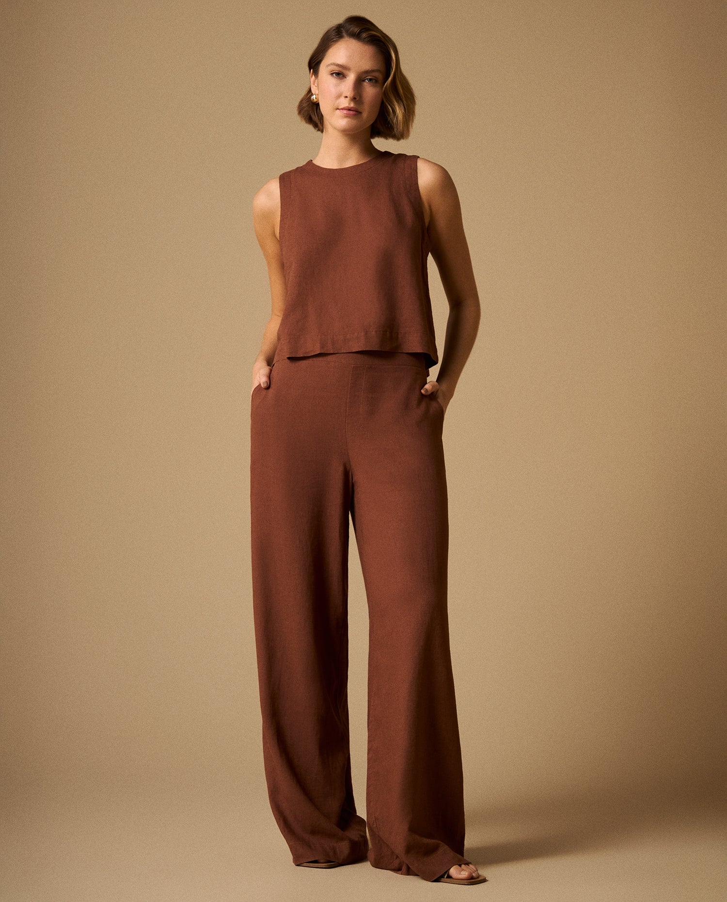 Pantalón Wide Leg en Café Visón - Café