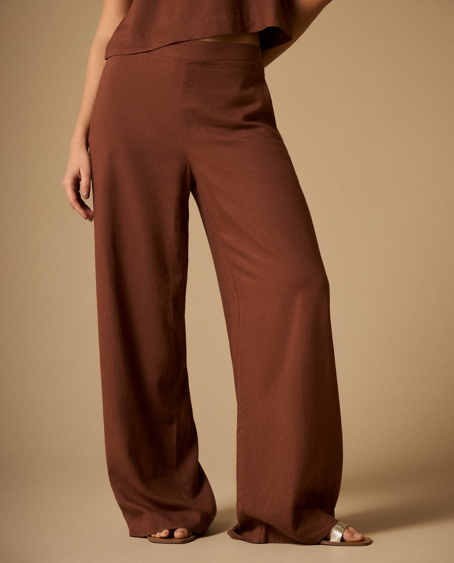 Pantalón Wide Leg en Café Visón - Café