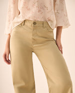 Pantalón Wide Leg Beige con Tiro Alto - Beige