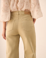 Pantalón Wide Leg Beige con Tiro Alto - Beige