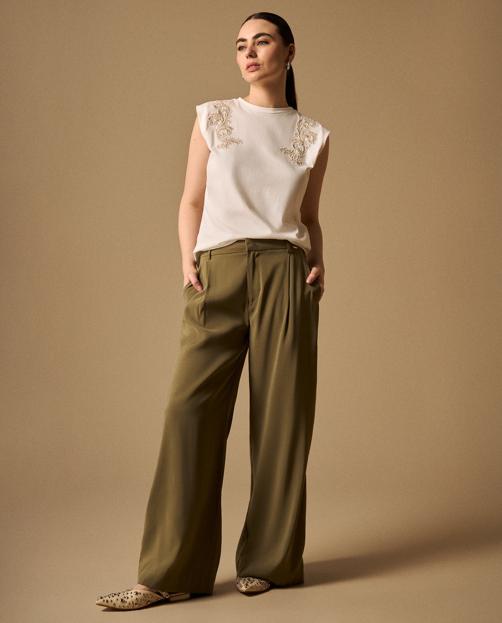 Pantalón Wide Leg Verde con Cordón Ajustable - Verde 34_639G050_VER180316_0