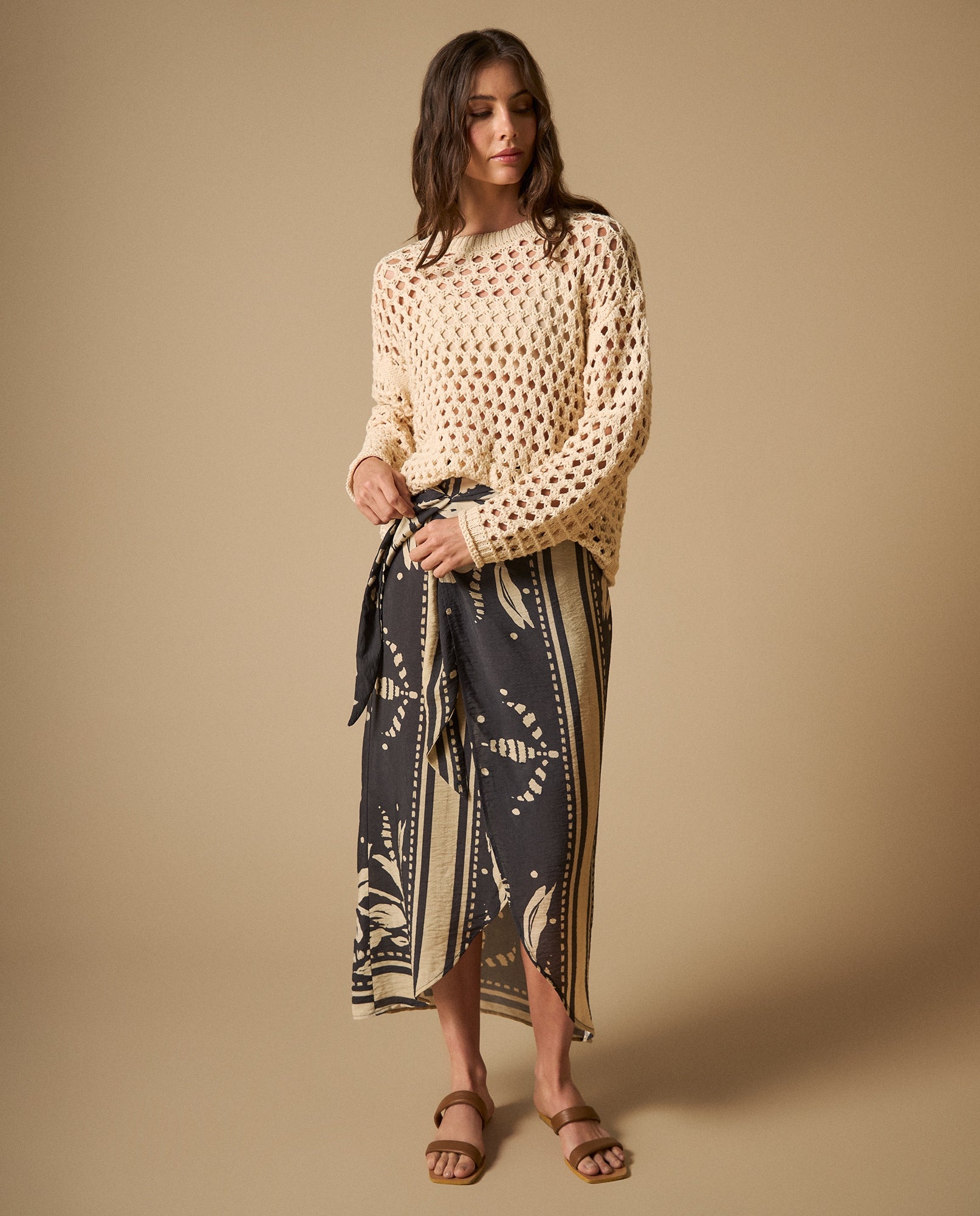 Falda midi anudada con detalle envolvente - Azul 34_641H010_AZU193922_0