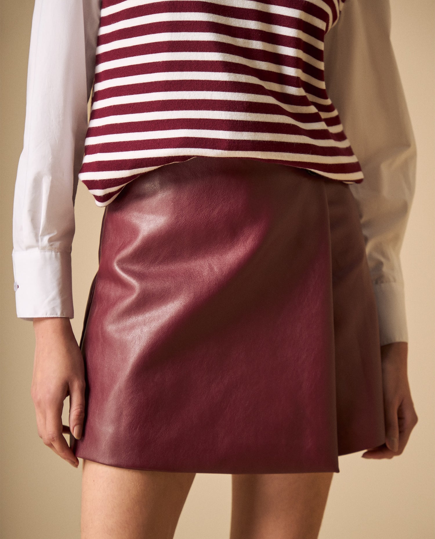 Falda midi tejida con silueta recta - Rojo