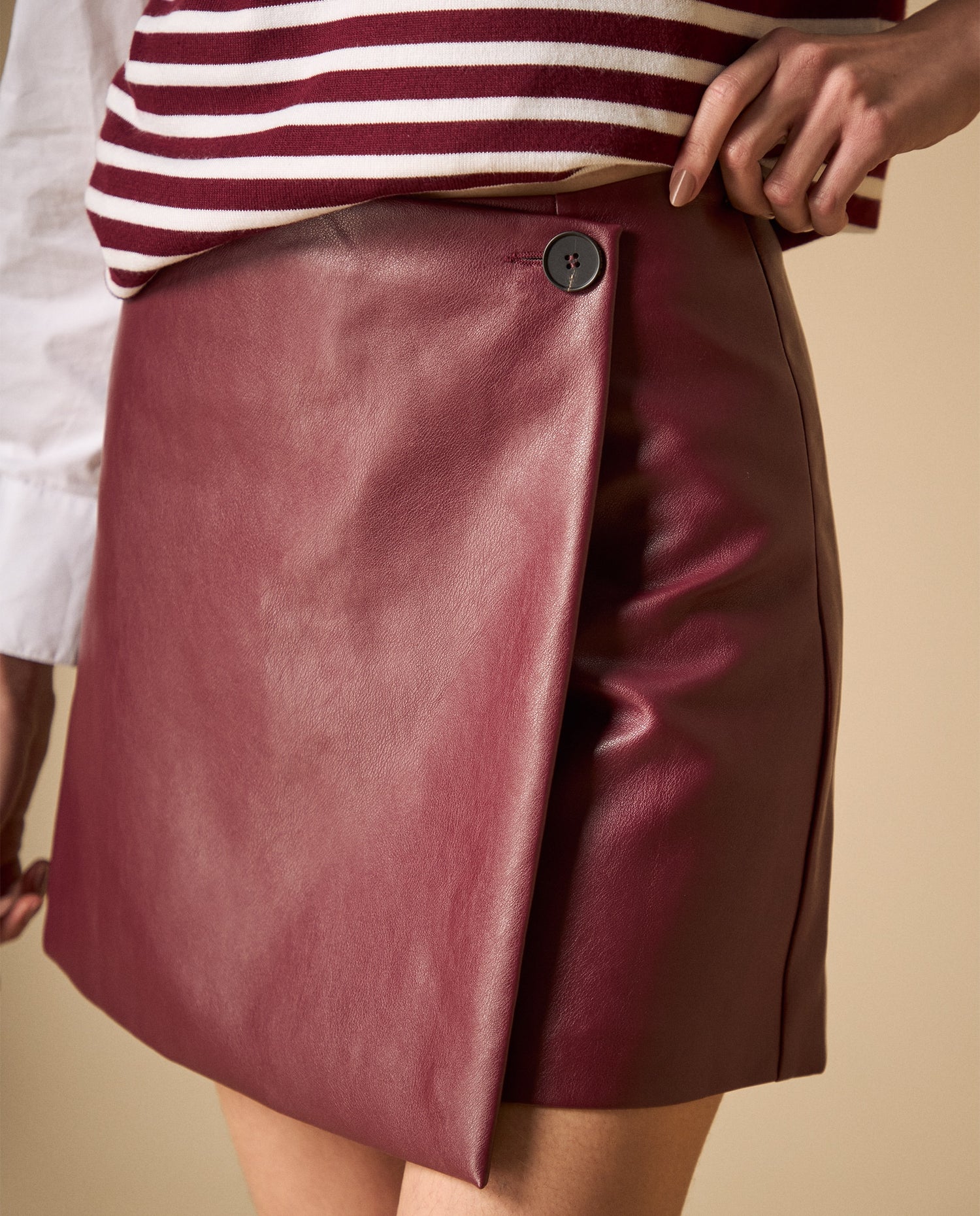 Falda midi tejida con silueta recta - Rojo