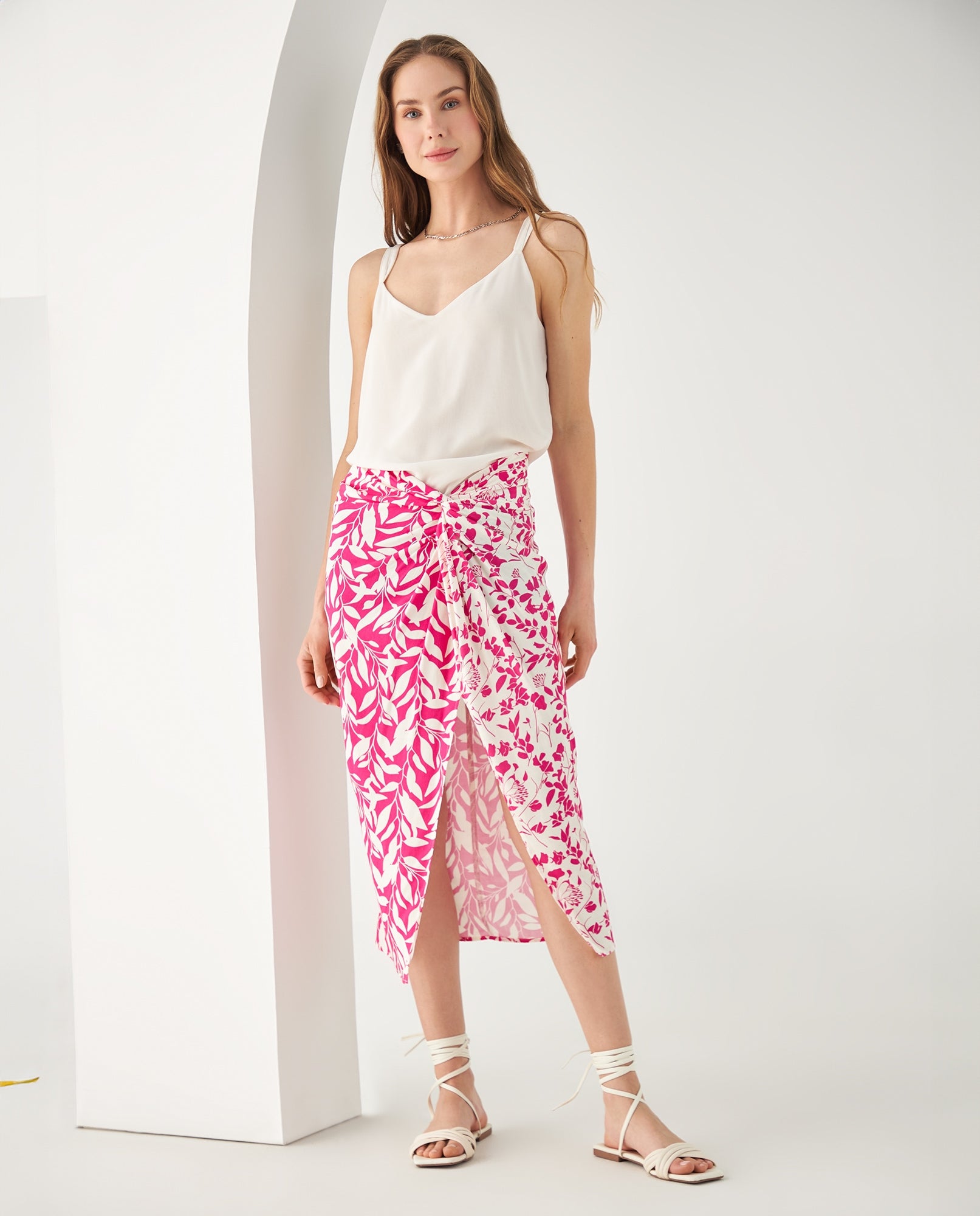 Falda midi estampada para mujer - Rosa 34_642F002_ROS172034_0