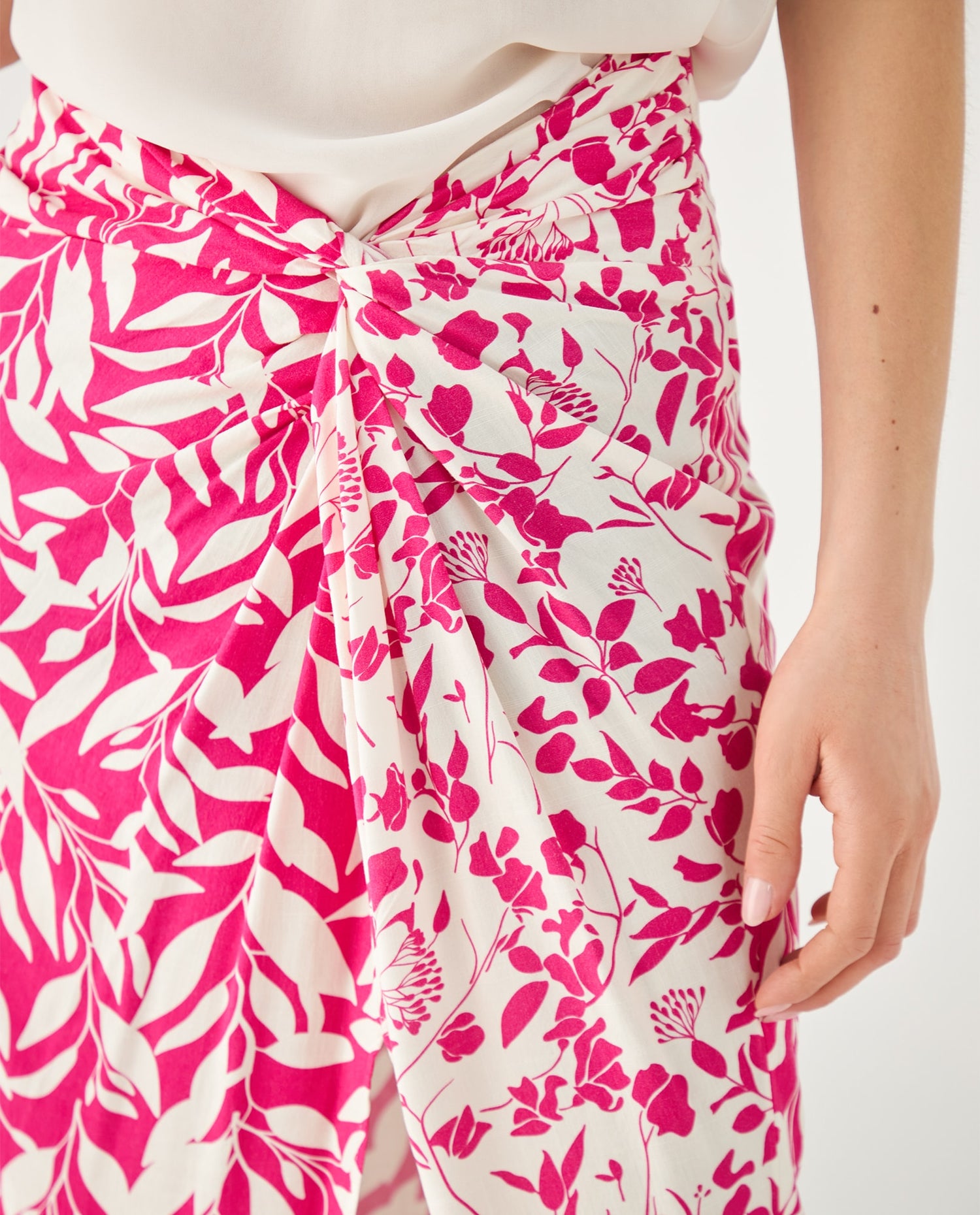 Falda midi estampada para mujer - Rosa