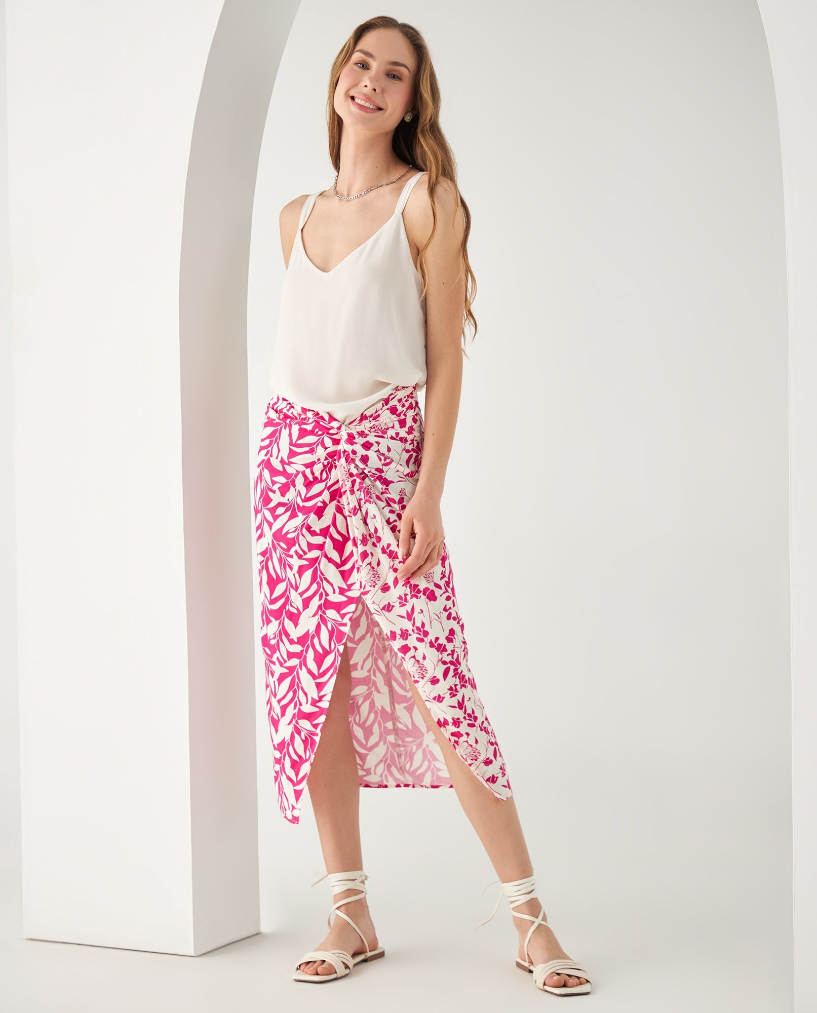 Falda midi estampada para mujer - Rosa 34_642F002_ROS172034_6