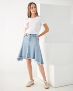 Falda corta en denim para mujer - Azul