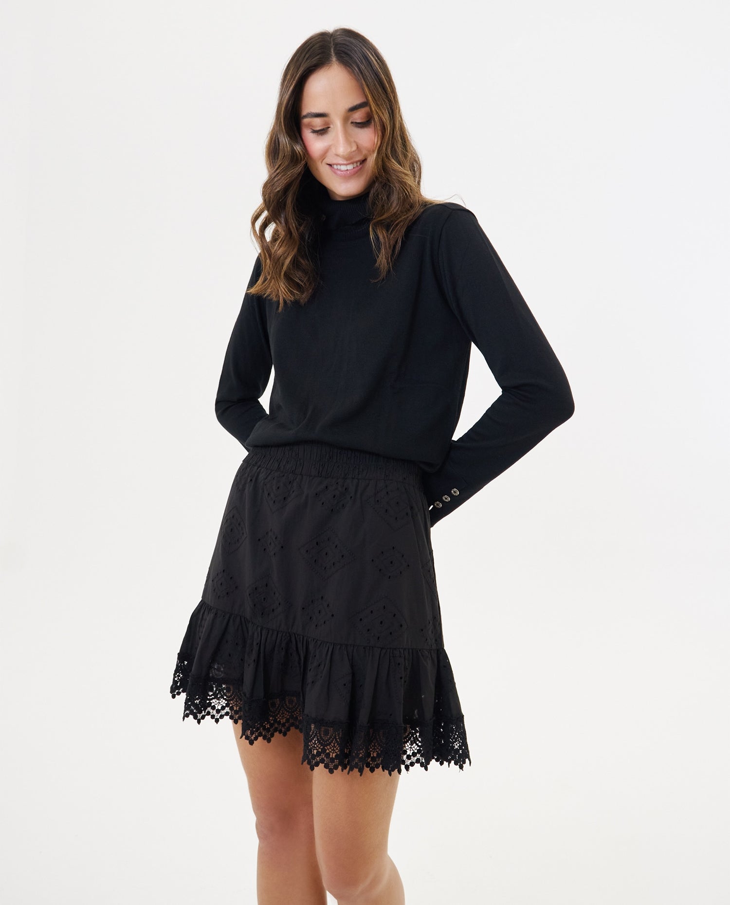 Falda corta con boleros para mujer - Negro