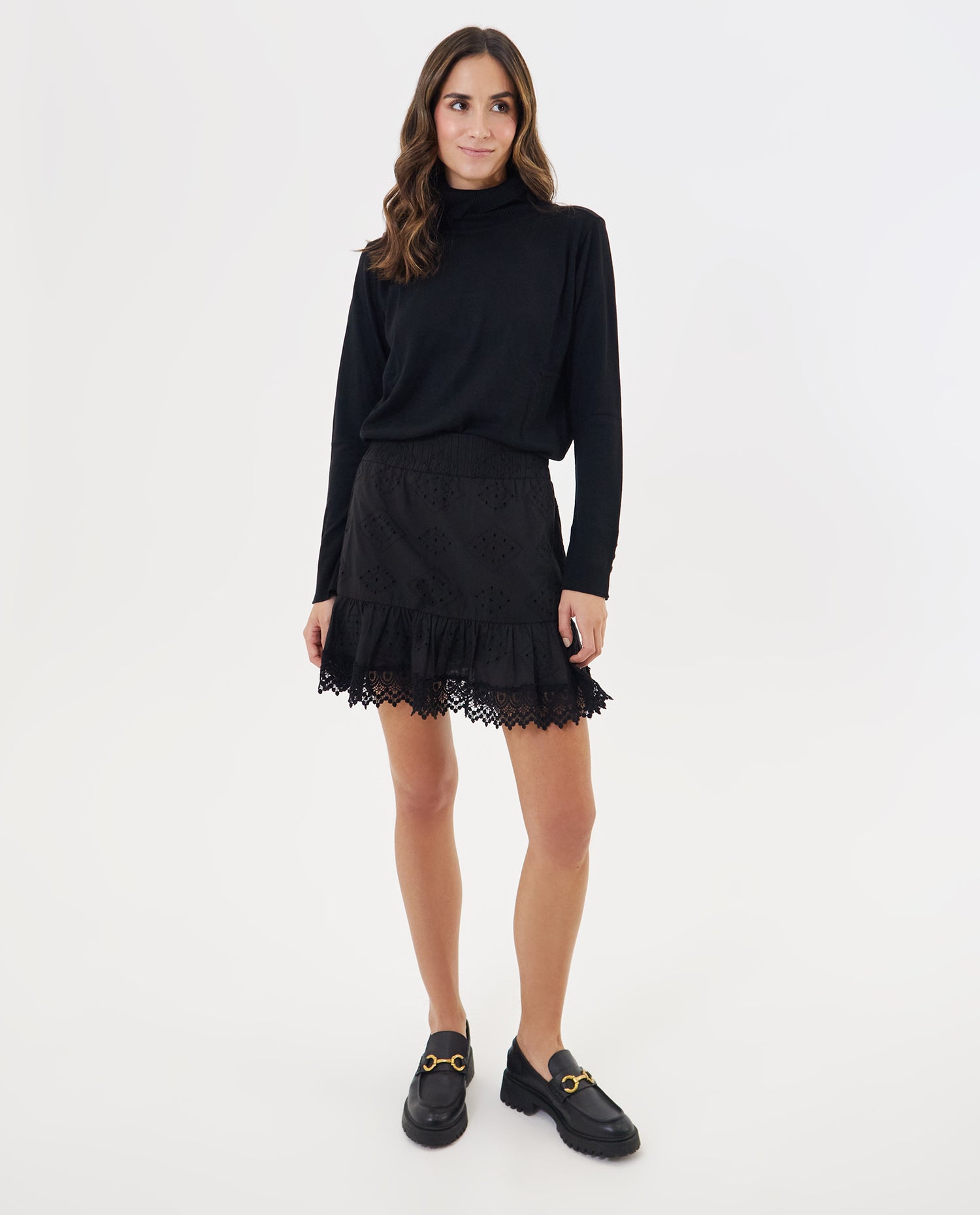 Falda corta con boleros para mujer - Negro