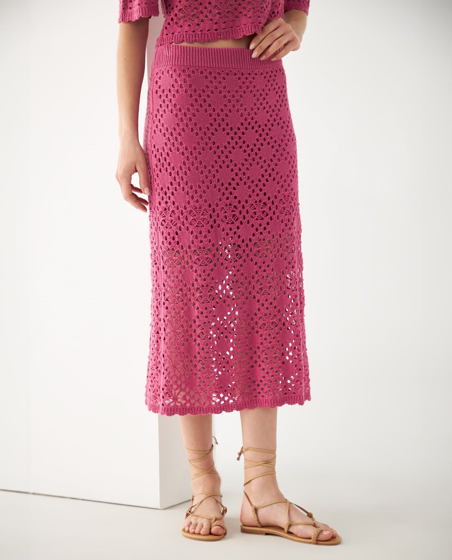 Falda midi para mujer - Rosa