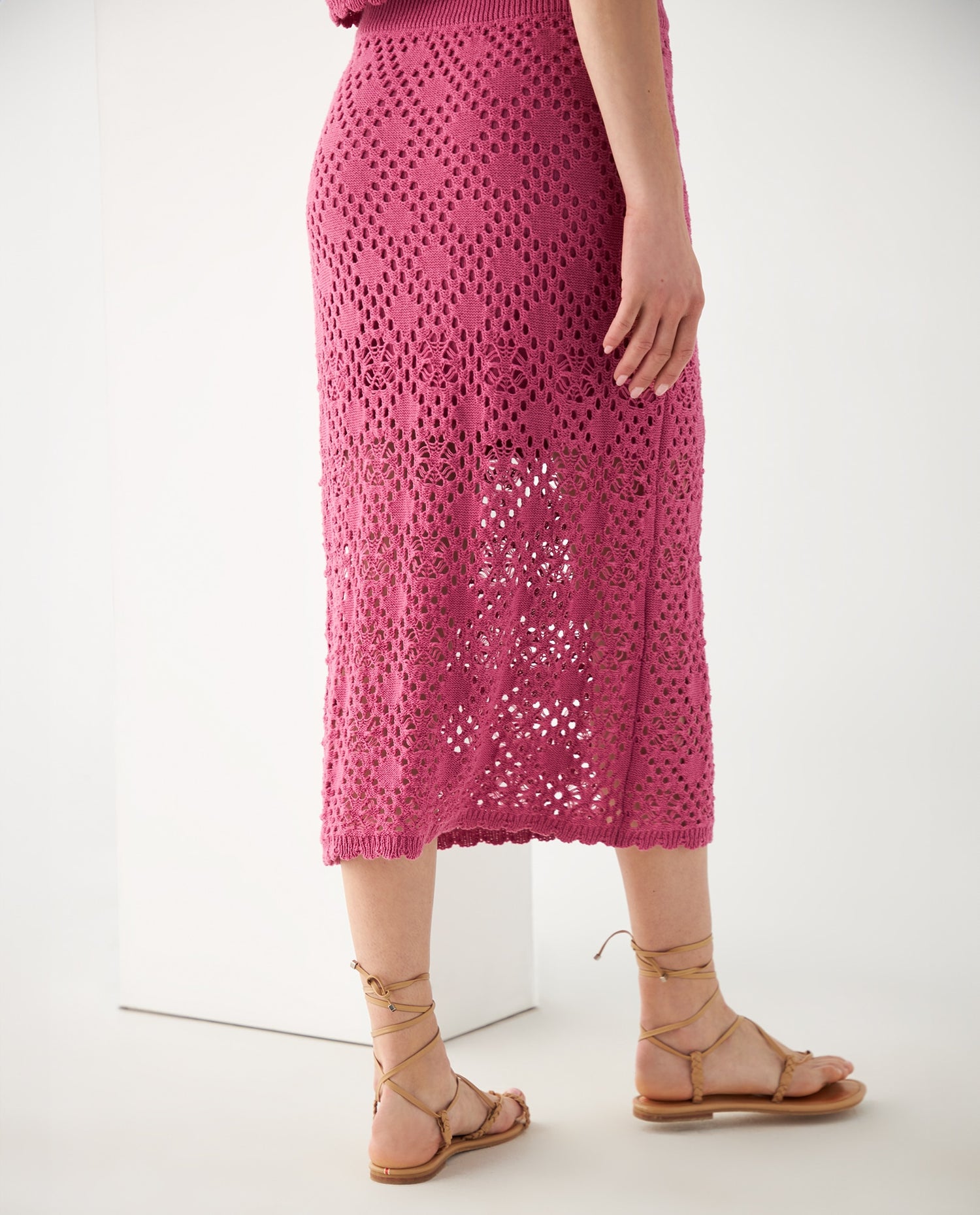 Falda midi para mujer - Rosa