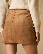 Falda corta ajustada con costuras verticales - Cafe