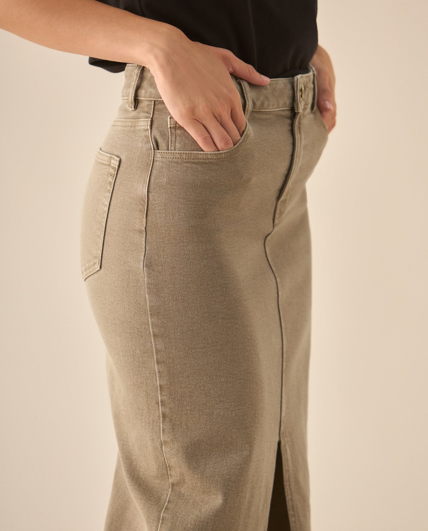 Falda larga cinco bolsillos para mujer - Gris