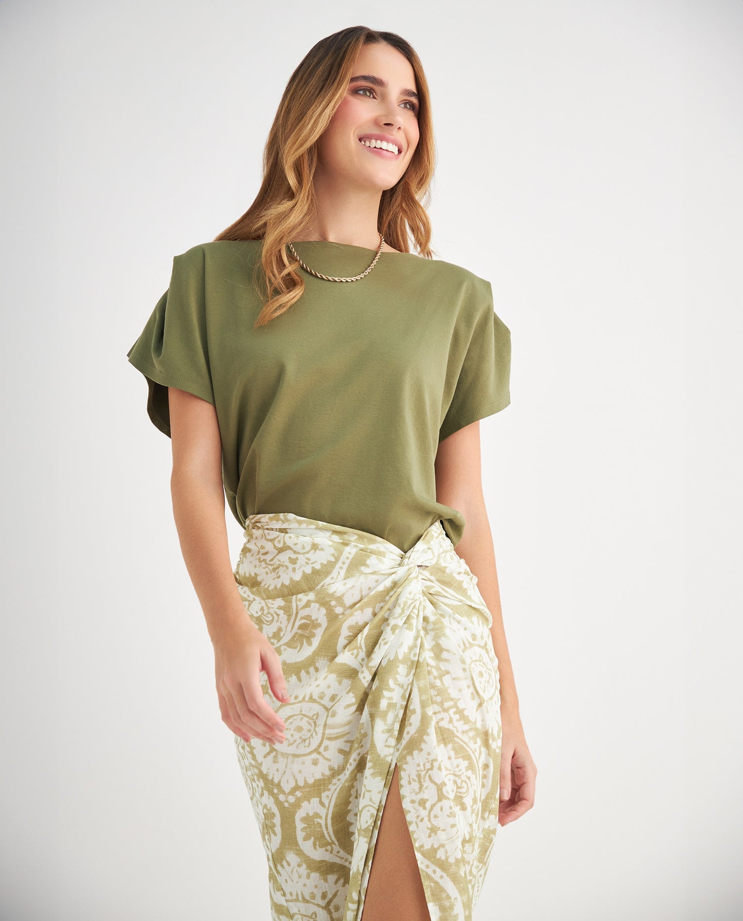 Falda con abertura en frente para mujer - Verde