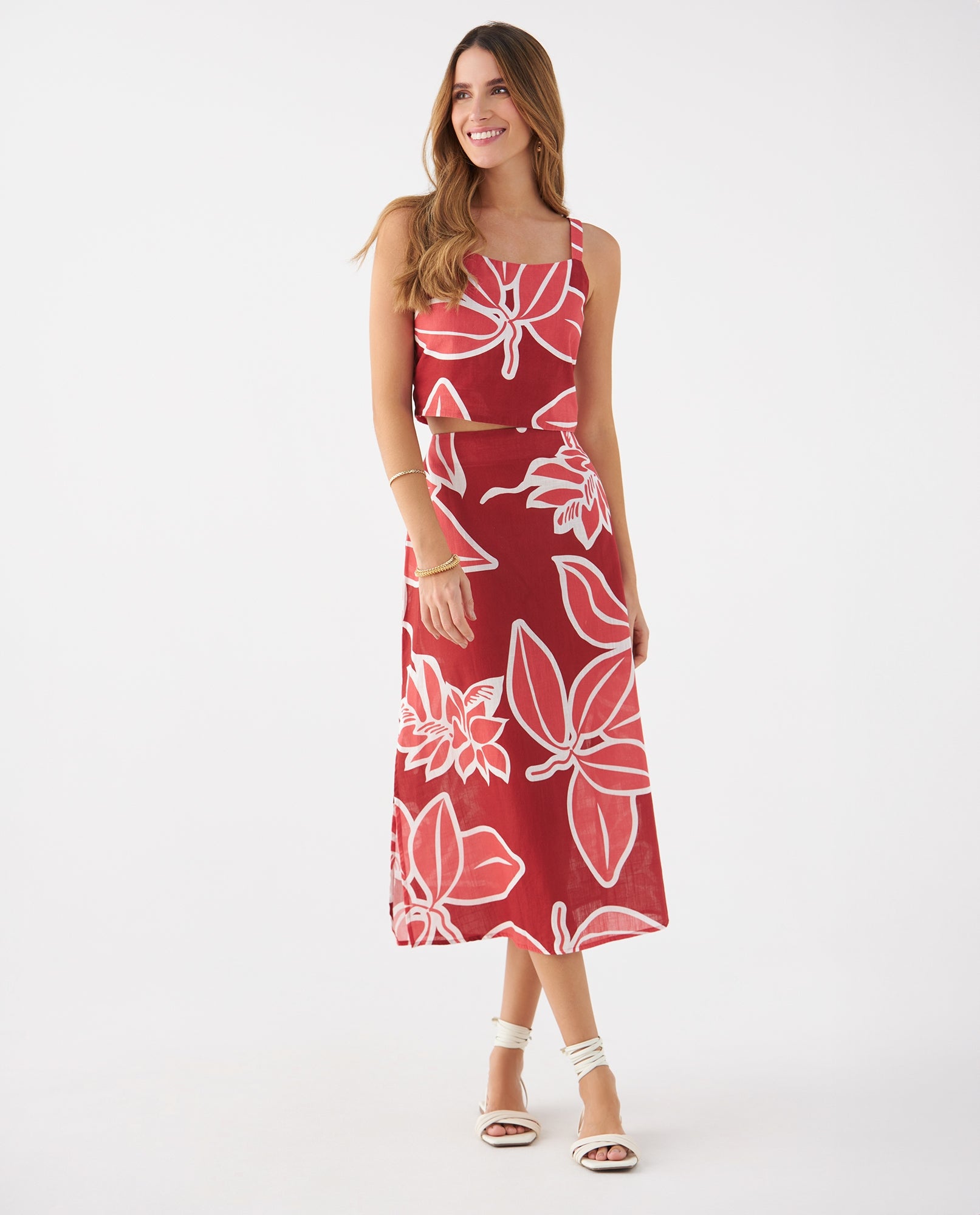 Falda con estampado de flores para mujer - Rosa 34_649F012_ROS171644_0