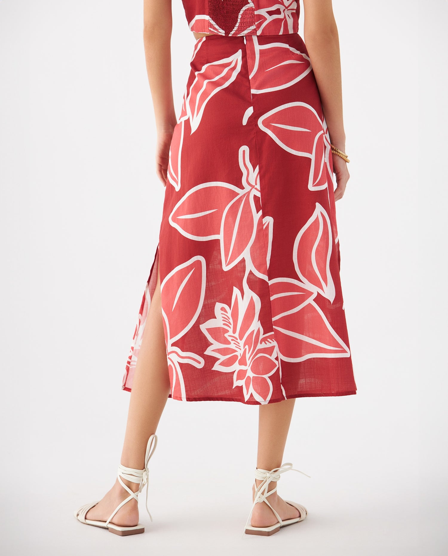 Falda con estampado de flores para mujer - Rosa