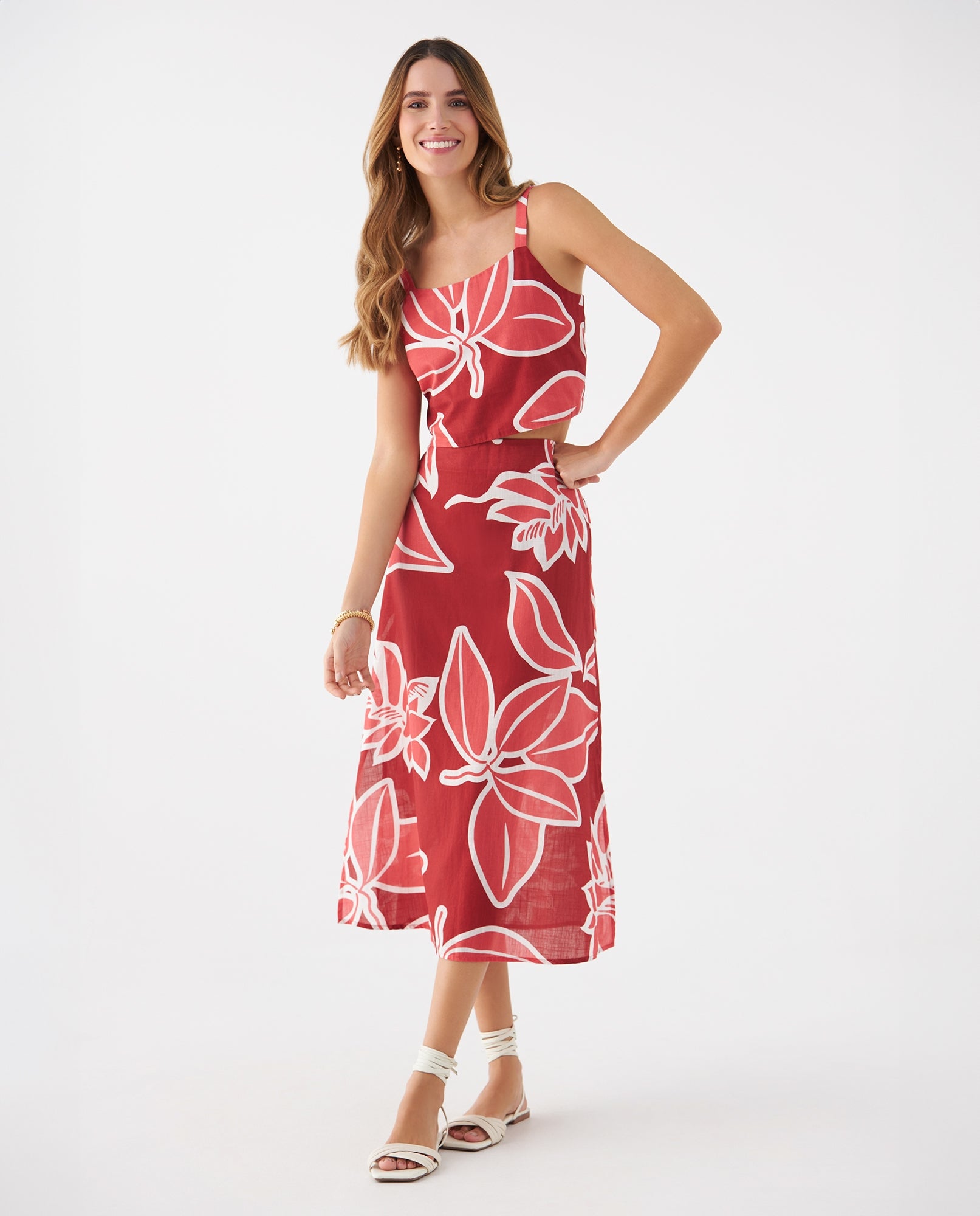 Falda con estampado de flores para mujer - Rosa 34_649F012_ROS171644_5