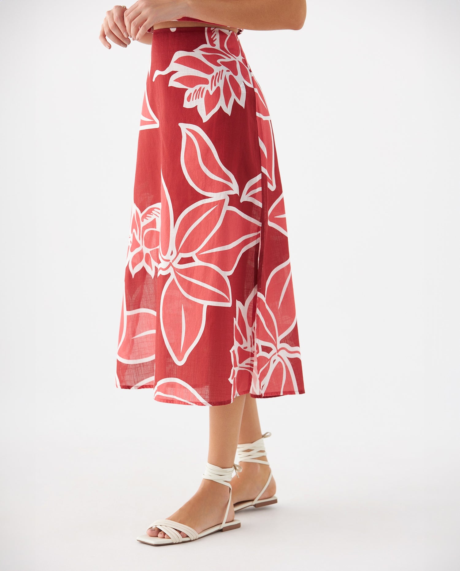 Falda con estampado de flores para mujer - Rosa