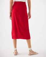 Falda con lazo ajustable en cintura para mujer - Rojo