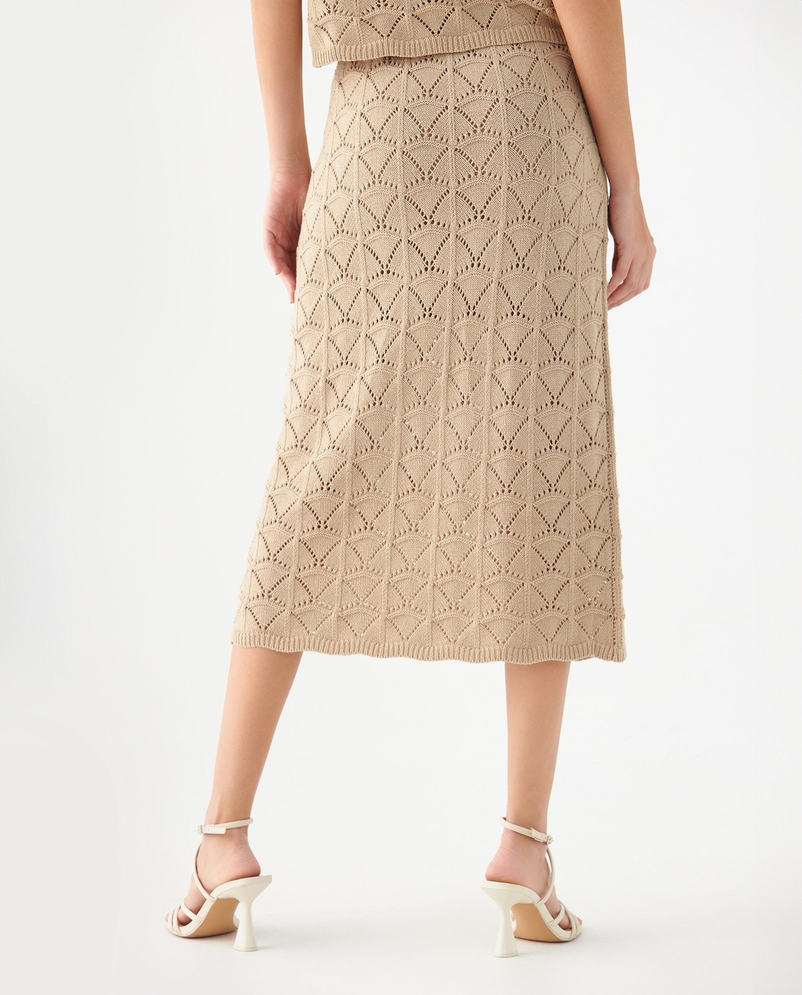 Falda larga tejida para mujer - Beige 34_649F201_BEI130607_4