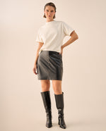 Falda midi tiro alto - Negro