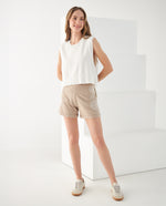 Bermuda con bordado de arabescos para mujer - Beige
