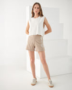 Bermuda con bordado de arabescos para mujer - Beige