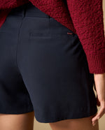 Short con pliegues frontales tiro alto - Azul