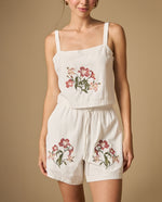 Short bordado con detalle en ruedo y cintura ajustable - Crudo