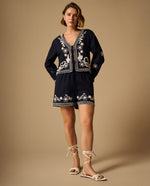 Short Azul con Bordados Artesanales - Azul