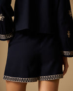 Short Azul con Bordados Artesanales - Azul