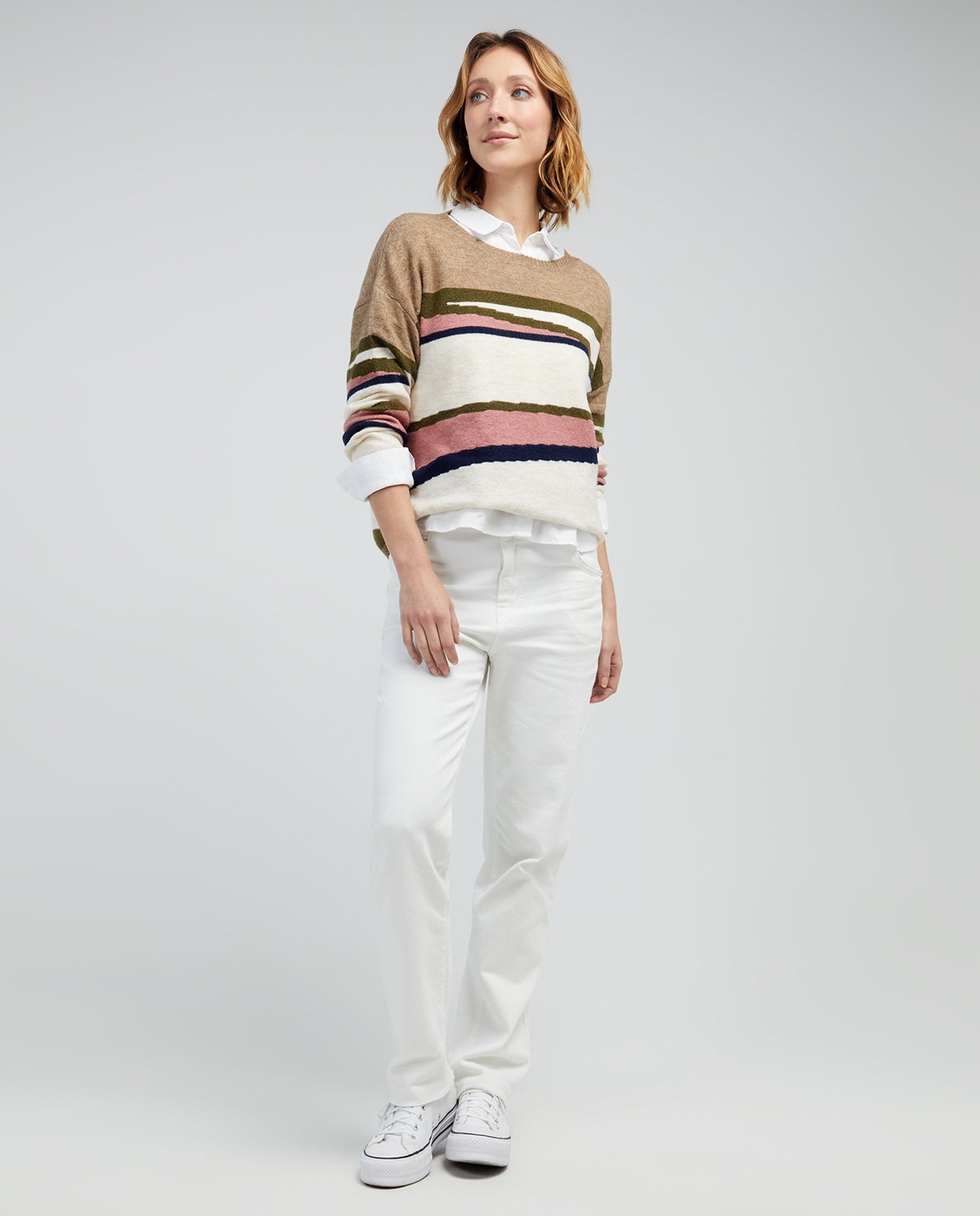 Buzo cuello redondo para mujer - Crudo