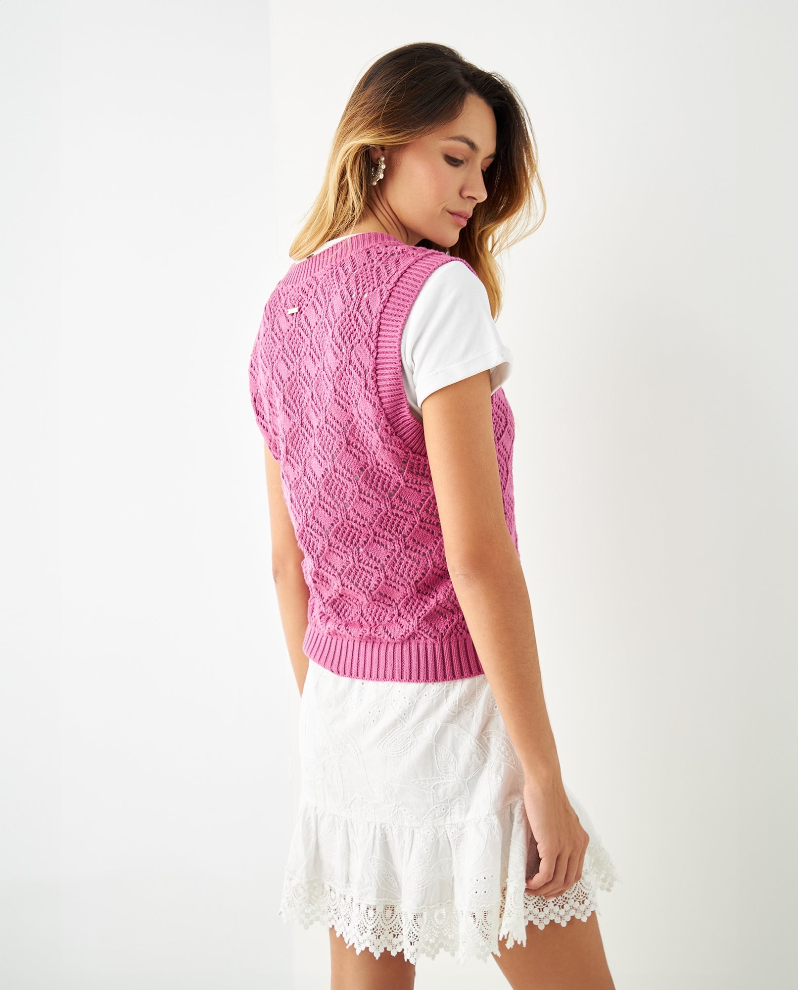 Chaleco tejido para mujer - Rosa 34_661F105_ROS162126_4