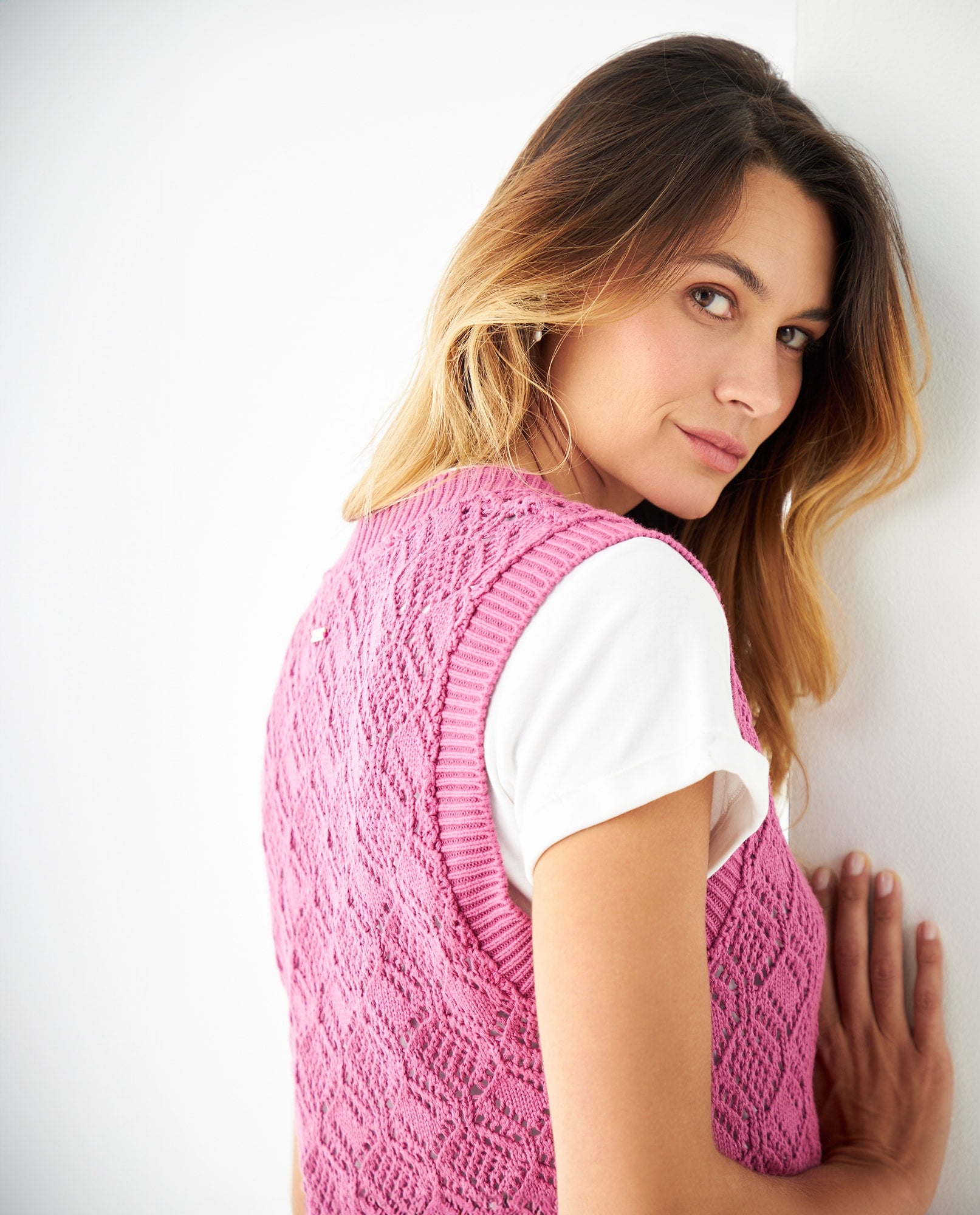 Chaleco tejido para mujer - Rosa 34_661F105_ROS162126_5
