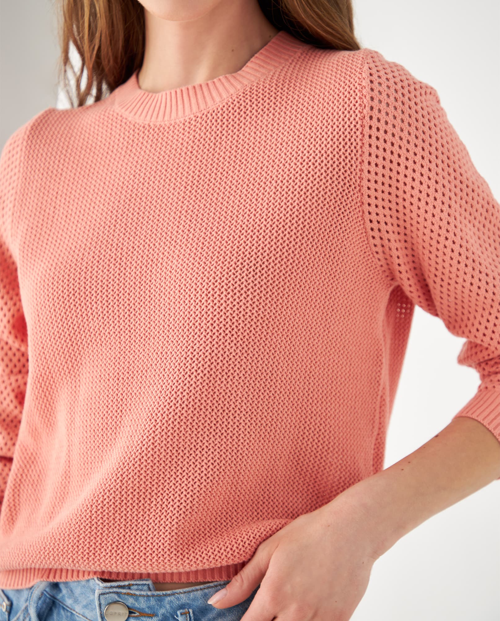Buzo tejido clásico para mujer - Rosa 34_661F200_ROS112511_3