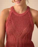 Camisa tejida manga sisa para mujer - Rojo