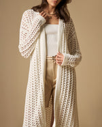 Cardigan tejido manga larga cuello redondo - Crudo