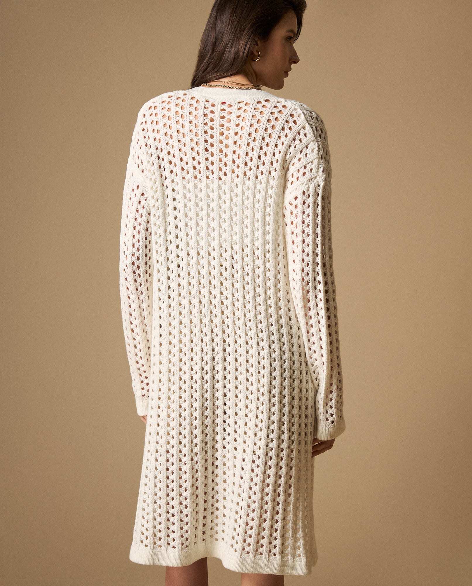 Cardigan tejido manga larga cuello redondo - Crudo 34_661H209_CRU111001_5