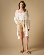 Cardigan tejido manga larga cuello redondo - Crudo