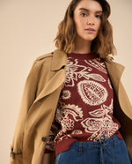 Buzo con diseños tejidos para mujer - Rojo