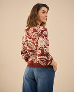 Buzo con diseños tejidos para mujer - Rojo