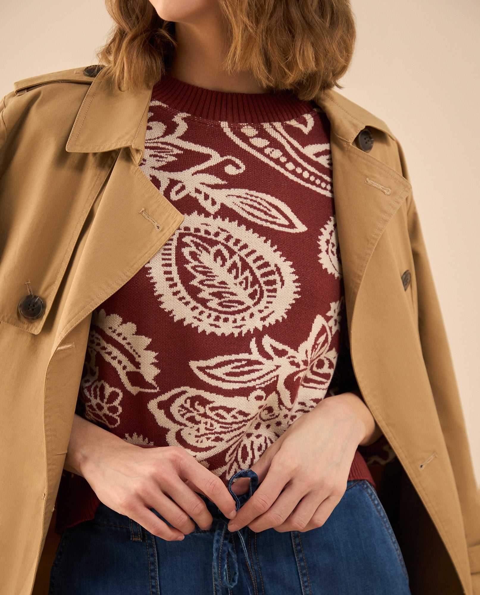 Buzo con diseños tejidos para mujer - Rojo 34_662G125_ROJ191617_5