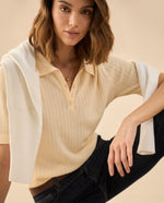 Camisa tejida tipo polo para mujer - Crudo