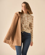 Suéter tejido de diseño cerrado para mujer - Beige