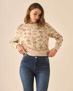 Suéter tejido de diseño cerrado para mujer - Beige