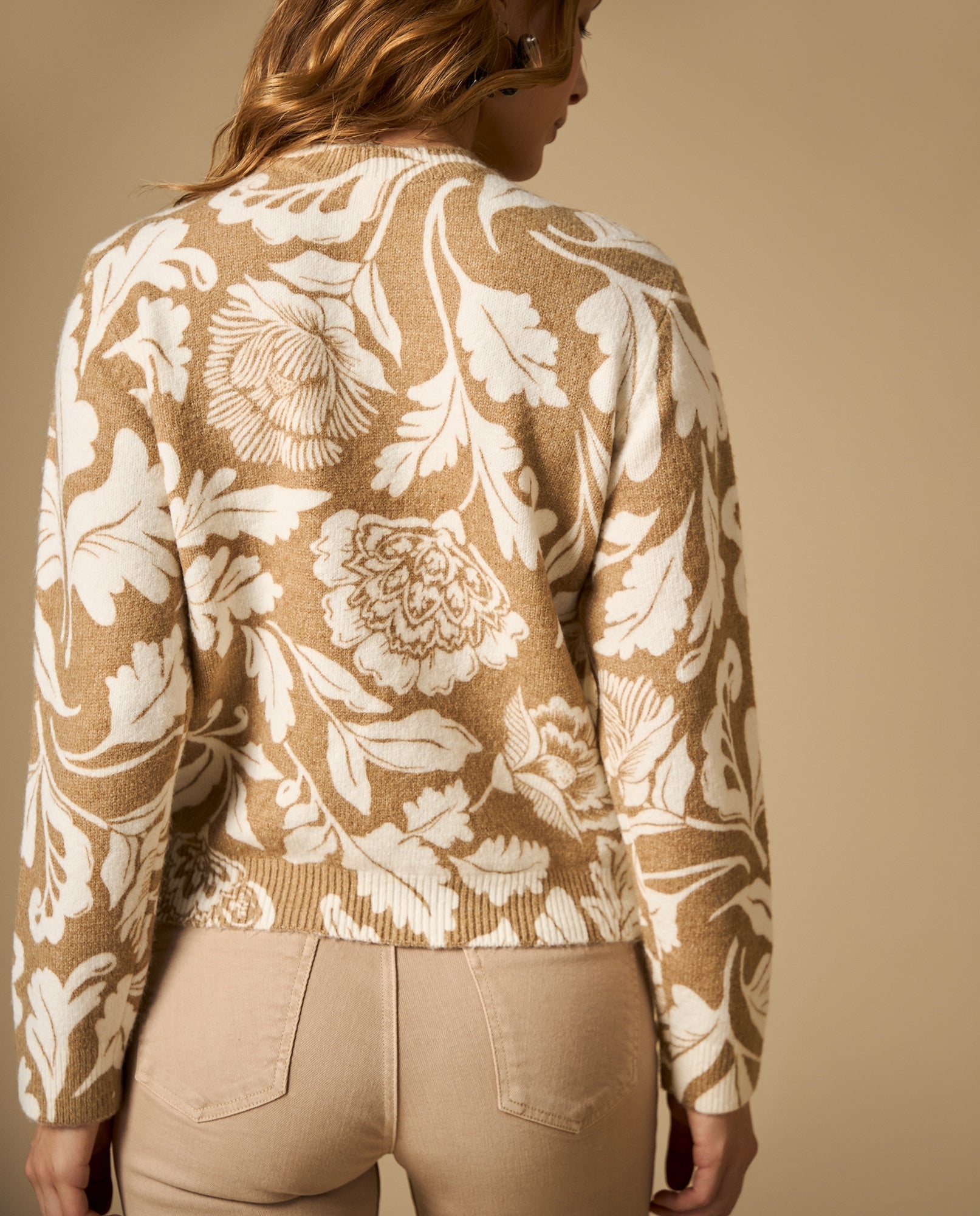 Suéter tejido cuello redondo con diseño floral - Beige 34_662H205_BEI161310_4