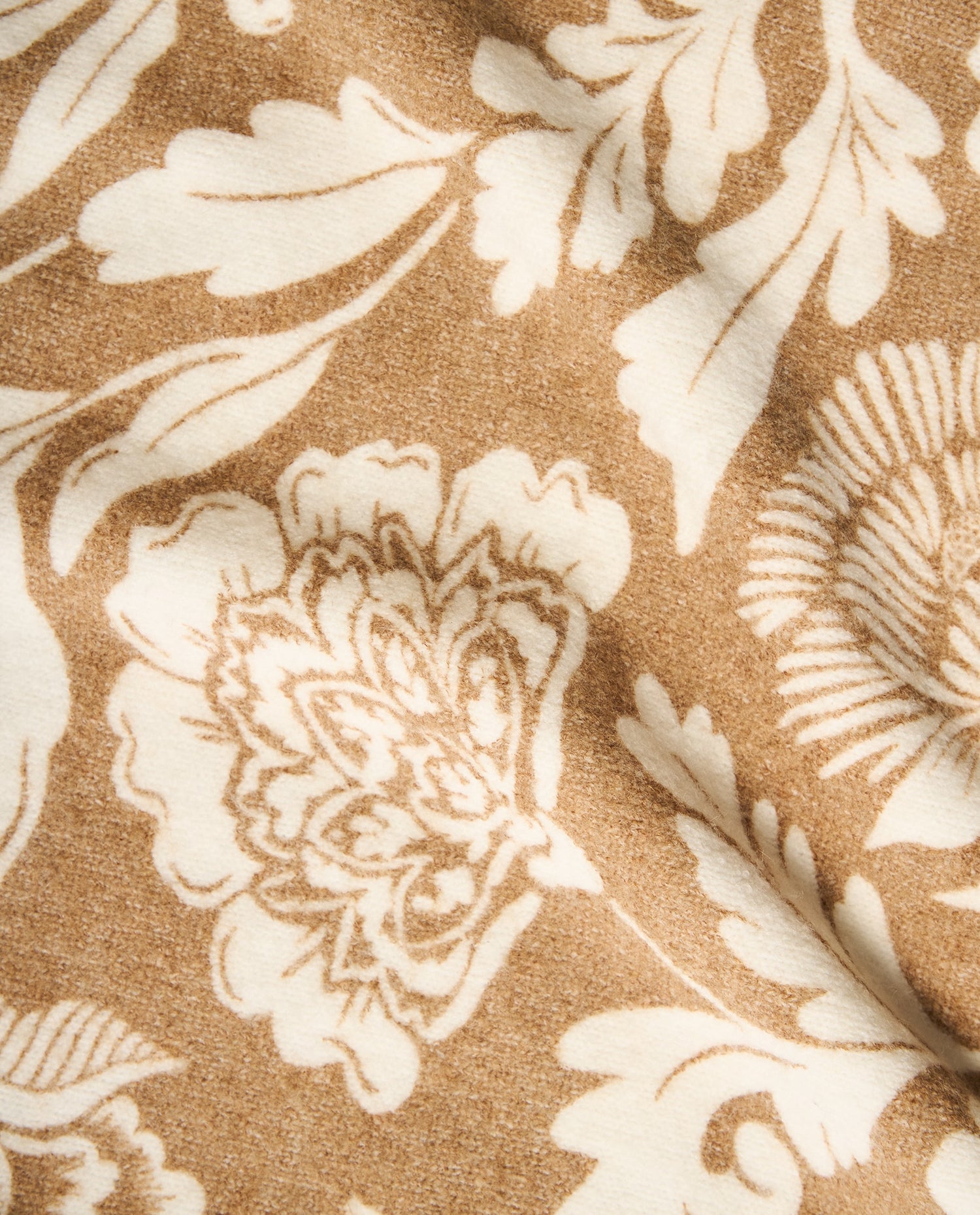 Suéter tejido cuello redondo con diseño floral - Beige