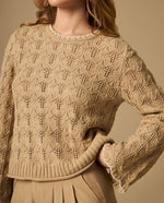 Chaleco tejido con cuello media perilla - Beige